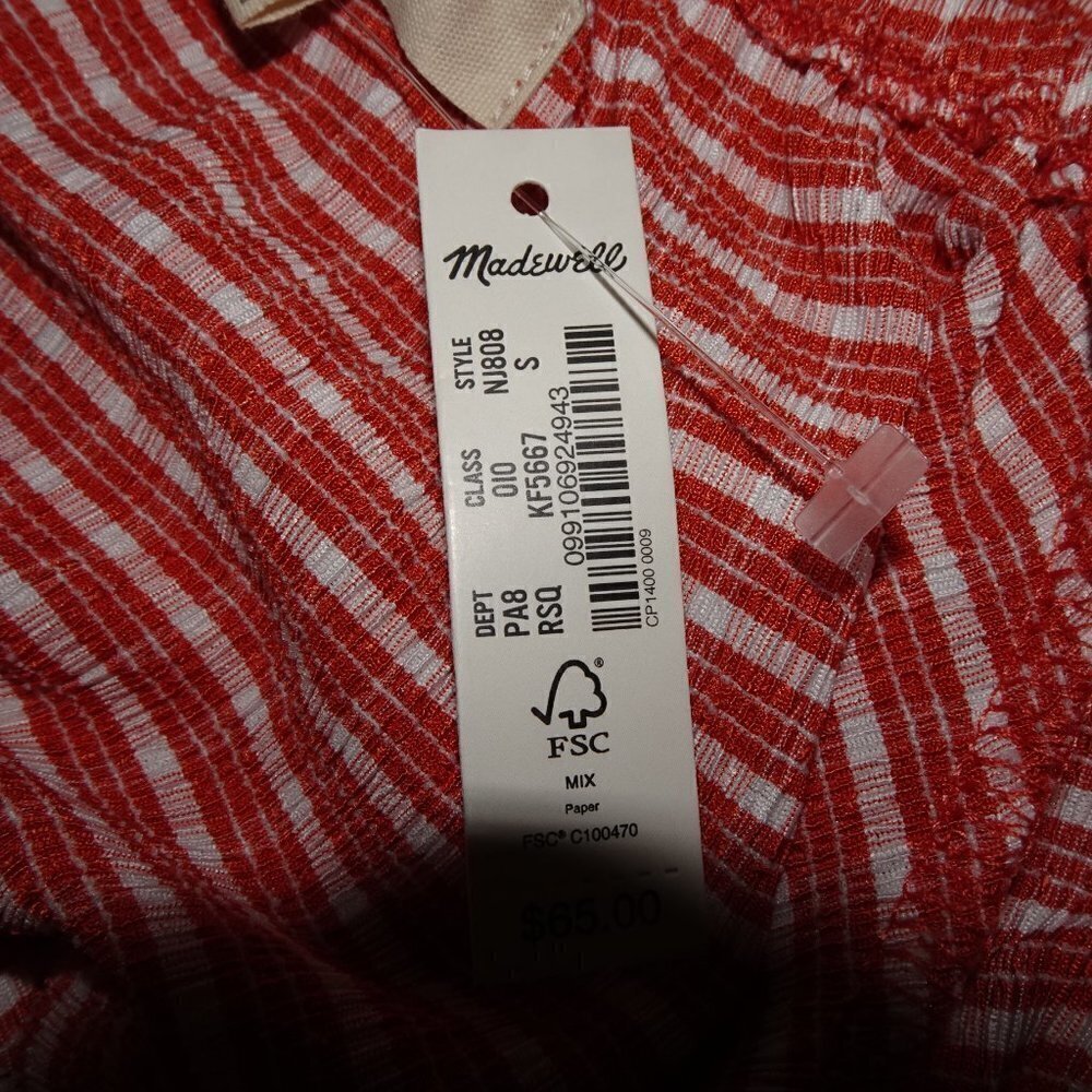 Madewell Omaha Tiered Top Women's Size S Orange Gingham Square Neck - Picture 8 of 9